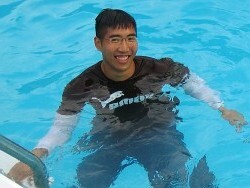 Aquajogging swim training in pool